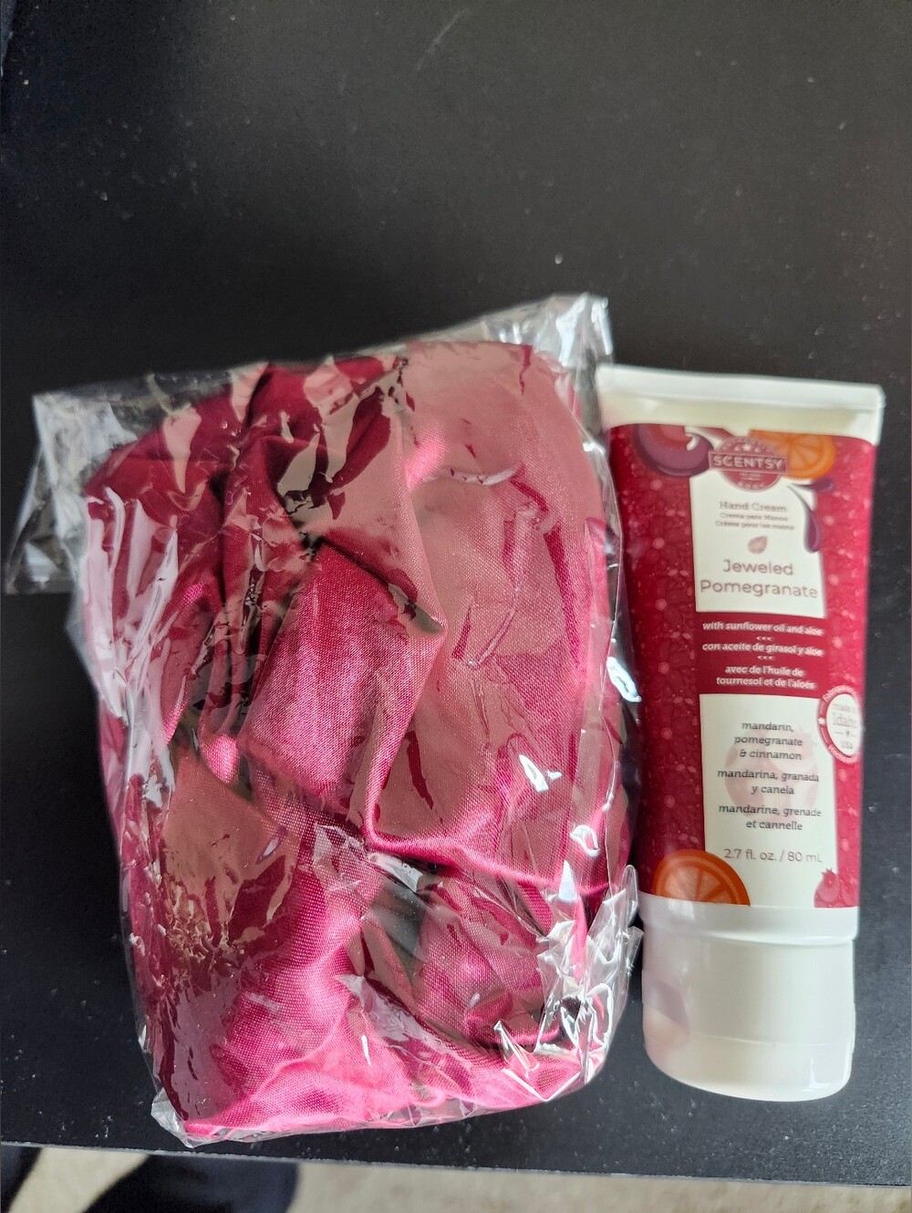 Satin Burgundy Hair Bonnet & Scentsy Hand Cream Gift Set